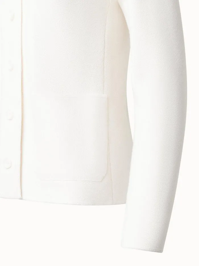 Blazer Style Cashmere Knit Cardigan Ecru Women Akris Knitwear