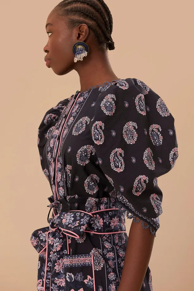 Blue Ayla Short Sleeve Jumpsuit Women Farm Rio Jumpsuits