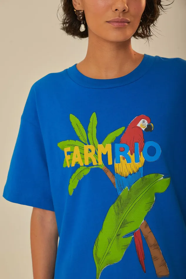 Blue Organic Cotton Relaxed TShirt Women Farm Rio TShirts