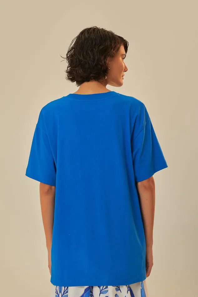 Blue Organic Cotton Relaxed TShirt Women Farm Rio TShirts