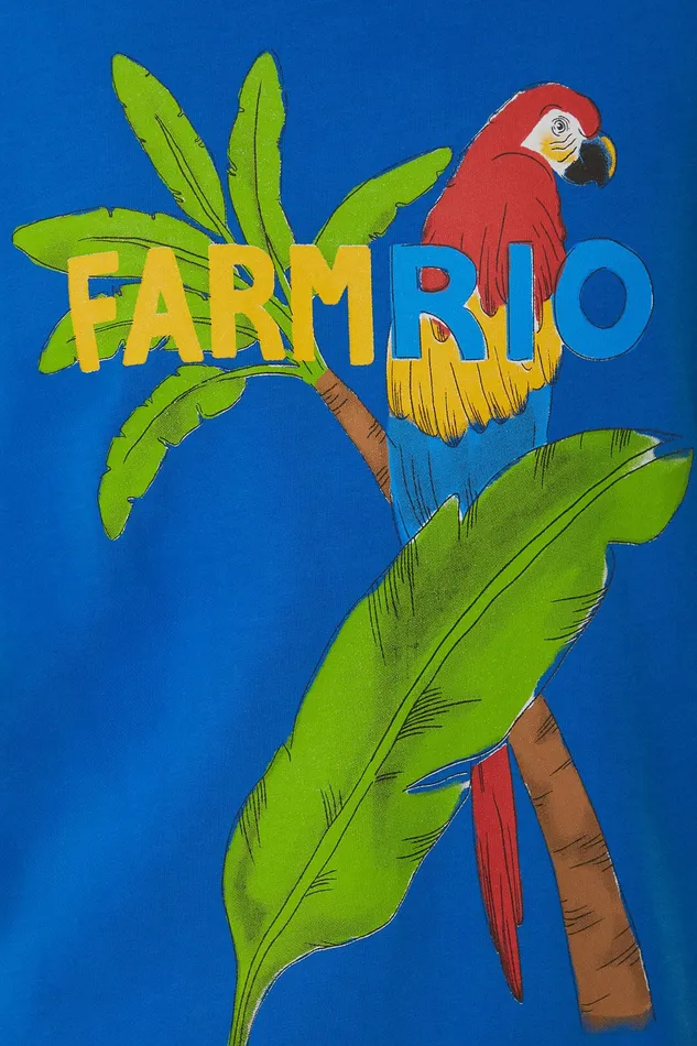 Blue Organic Cotton Relaxed TShirt Women Farm Rio TShirts