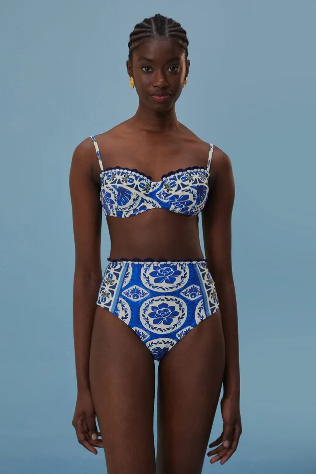 Blue Tile Dream Bikini Top Women Farm Rio Crop Tops