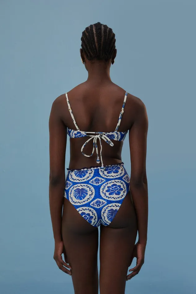 Blue Tile Dream Bikini Top Women Farm Rio Crop Tops