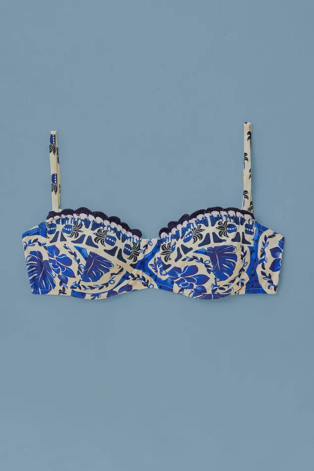 Blue Tile Dream Bikini Top Women Farm Rio Crop Tops