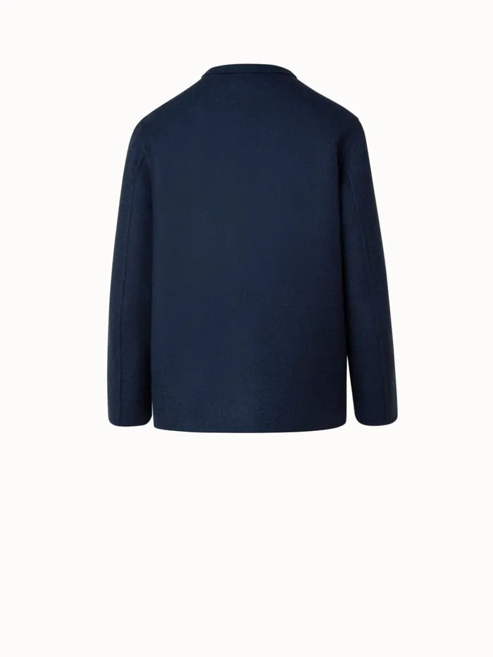 Boxy Wool DoubleFace Jacket Navy Denim Women Akris Jackets