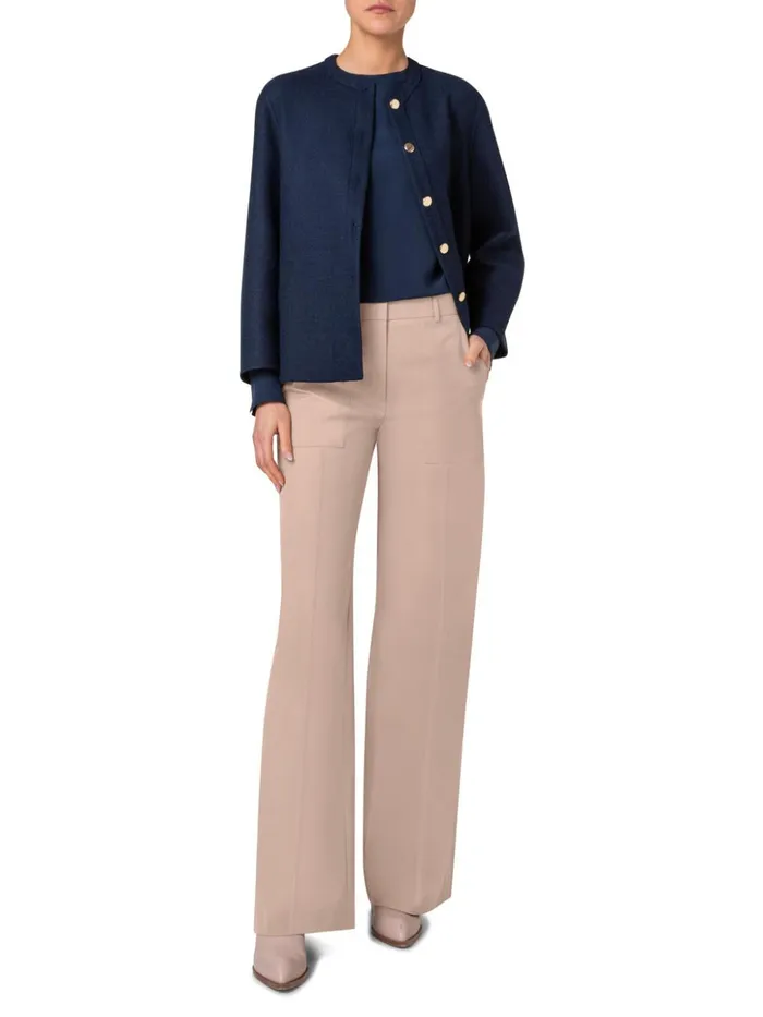 Boxy Wool DoubleFace Jacket Navy Denim Women Akris Jackets