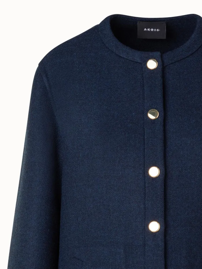 Boxy Wool DoubleFace Jacket Navy Denim Women Akris Jackets