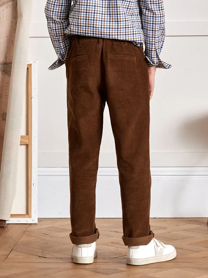 Boys Cyrillus Clothing Corduroy Chino Trousers Cafe