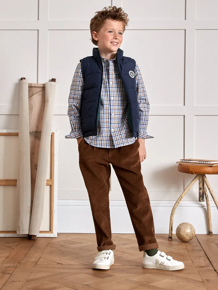 Boys Cyrillus Clothing Corduroy Chino Trousers Cafe