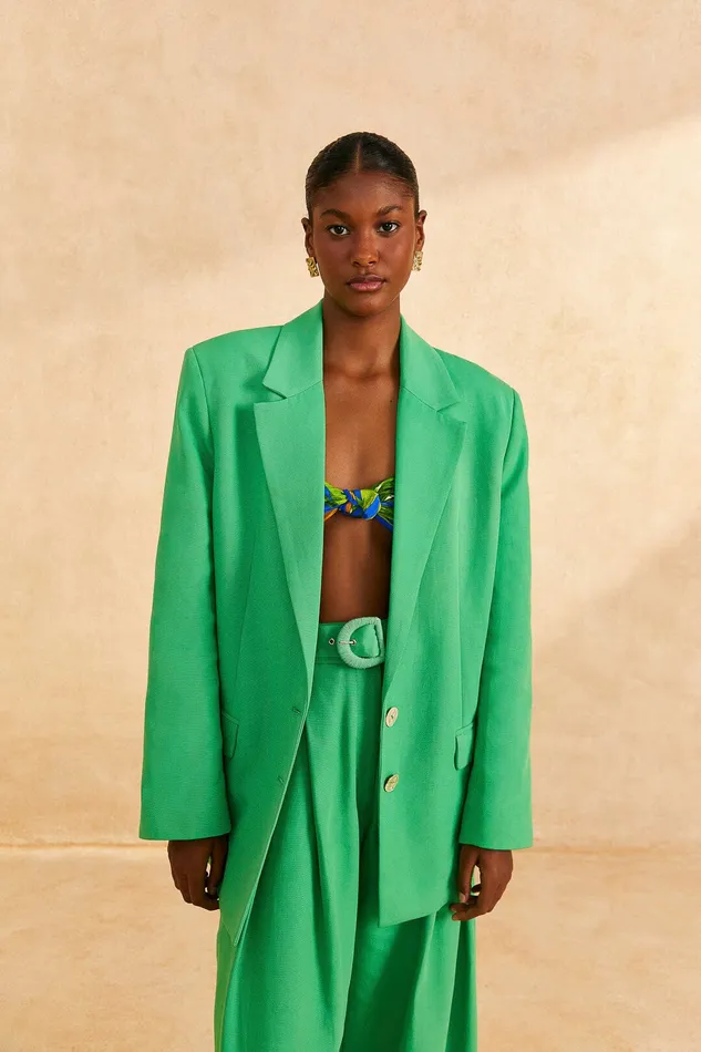 Bright Green Blazer Women Farm Rio Blazers