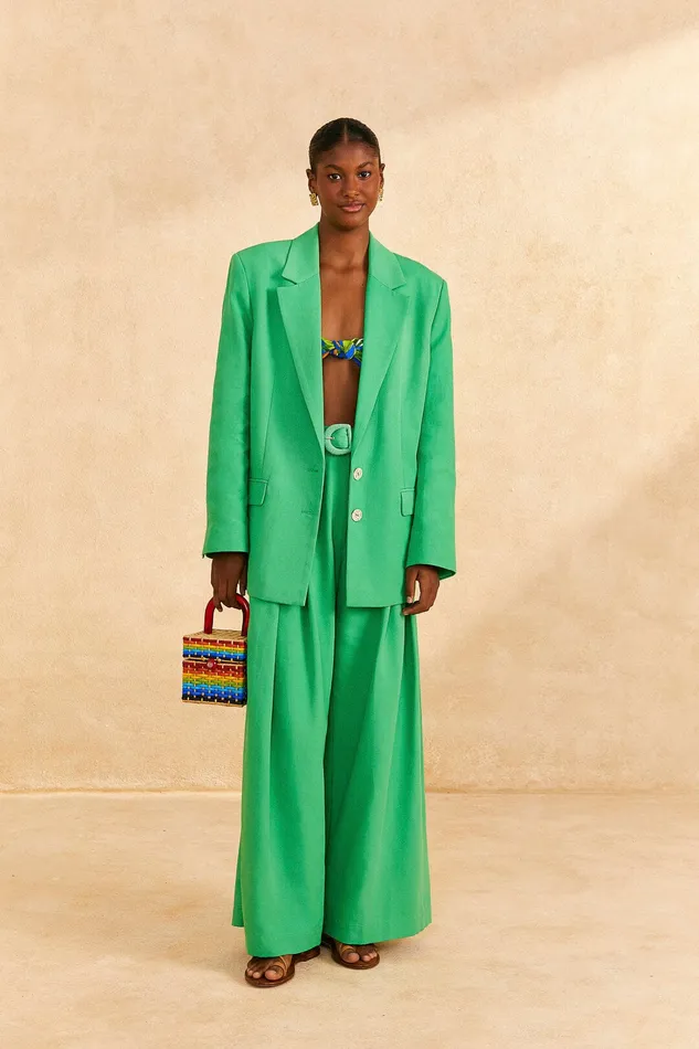 Bright Green Blazer Women Farm Rio Blazers