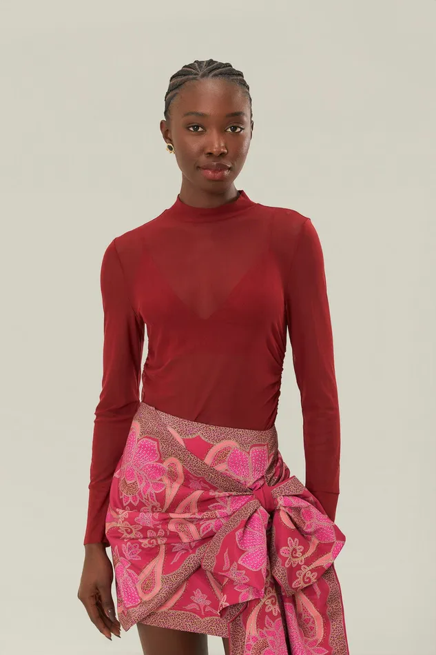 Burgundy Jersey Blouse Women Farm Rio Blouses