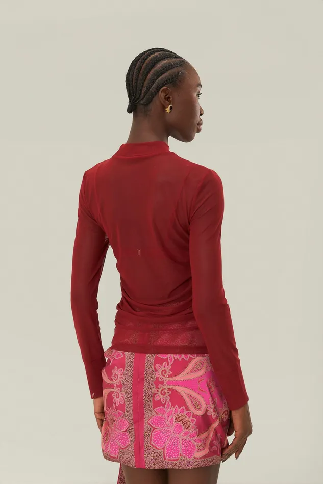 Burgundy Jersey Blouse Women Farm Rio Blouses