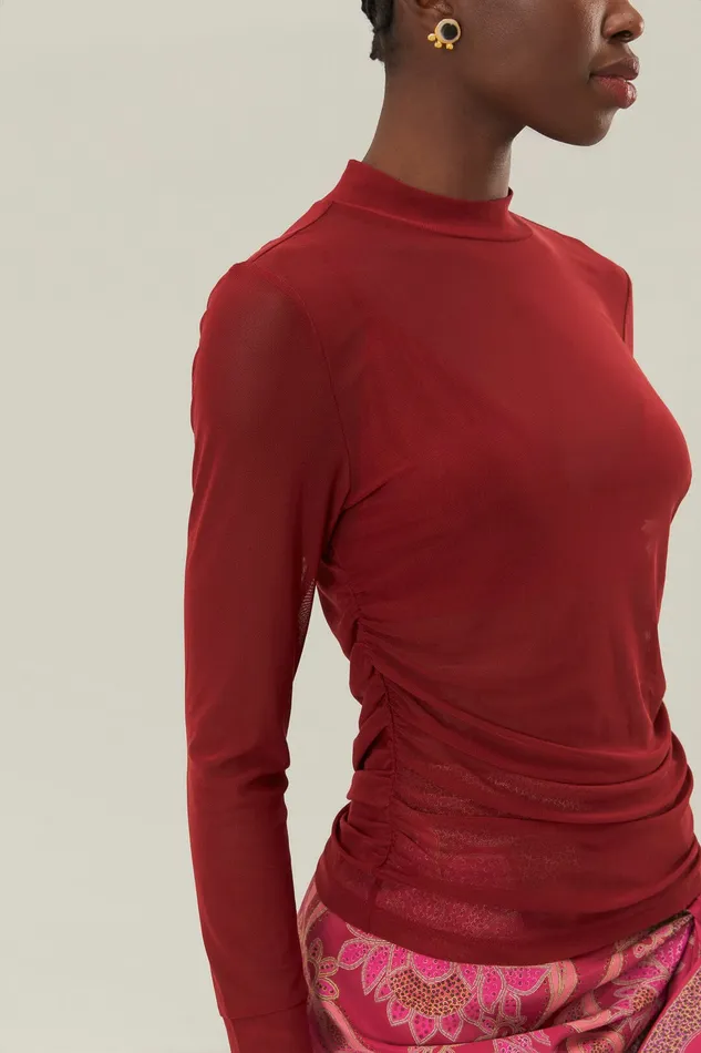 Burgundy Jersey Blouse Women Farm Rio Blouses