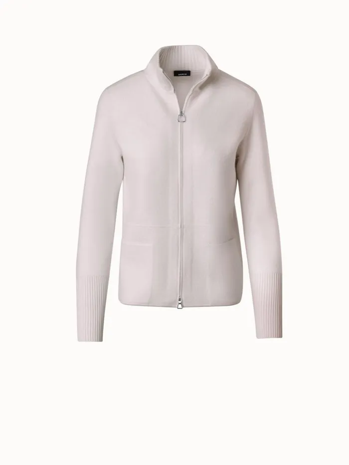 Cardigan In 100 Cashmere Piqu Greige Women Akris Knitwear
