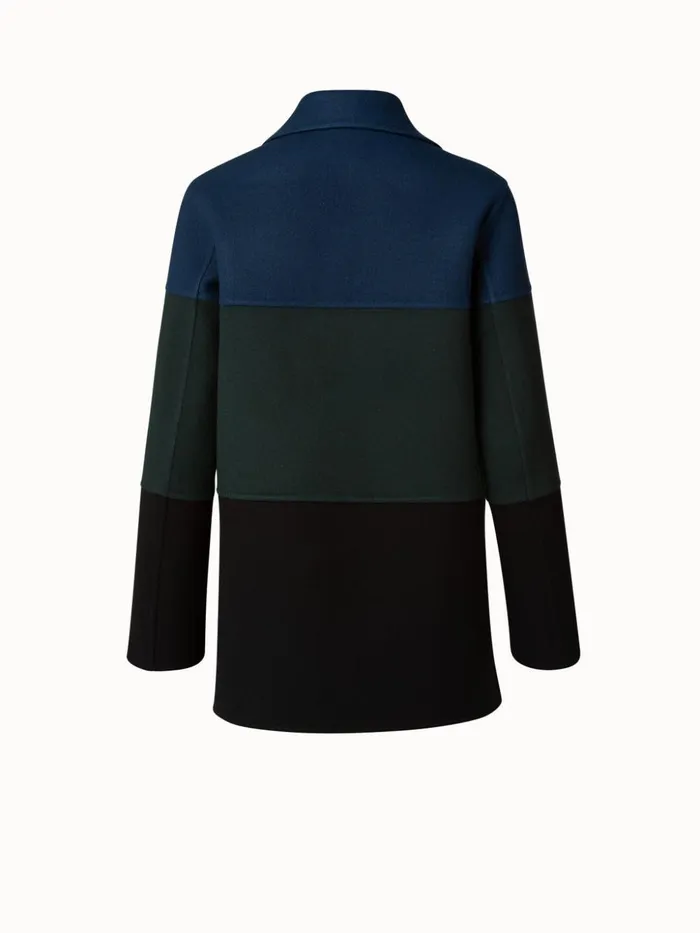 Cashmere DoubleFace Colorblock Oversized Jacket Petrolblackgreen Women Akris Cashmere