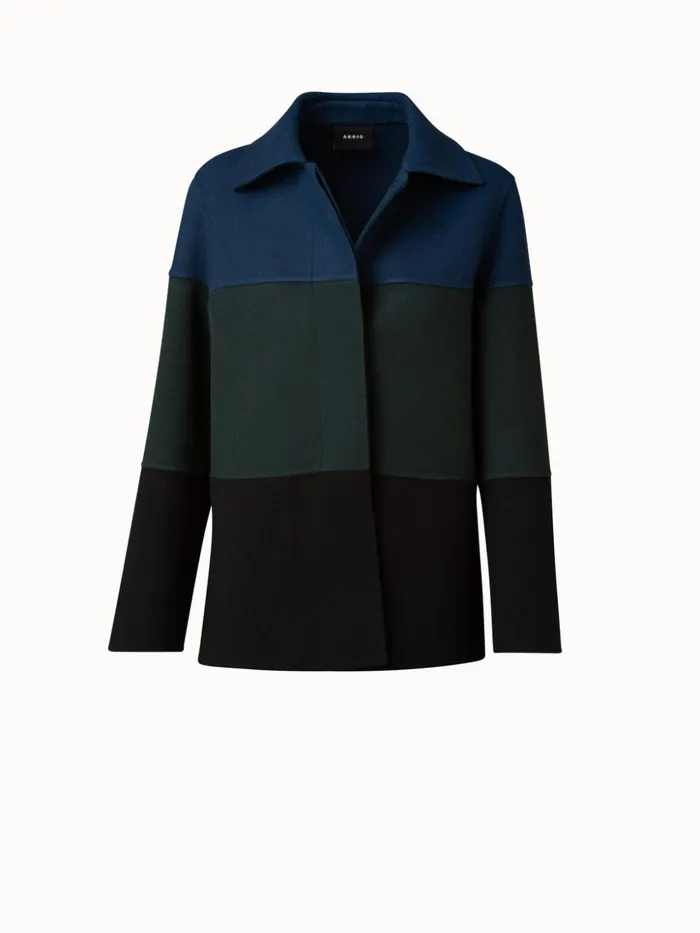 Cashmere DoubleFace Colorblock Oversized Jacket Petrolblackgreen Women Akris Cashmere