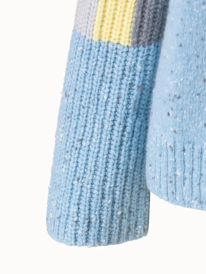 Cashmere Knit Turtleneck With Intarsia Details Ice Blue Women Akris Knitwear
