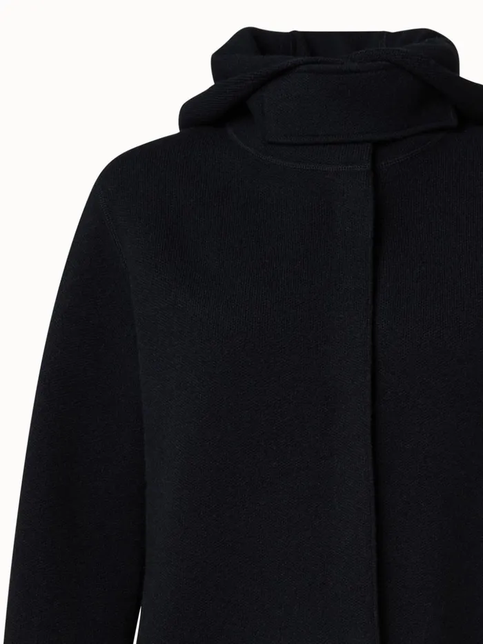 Cashmere Piqu Jacket With Removable Hood Black Women Akris Cashmere