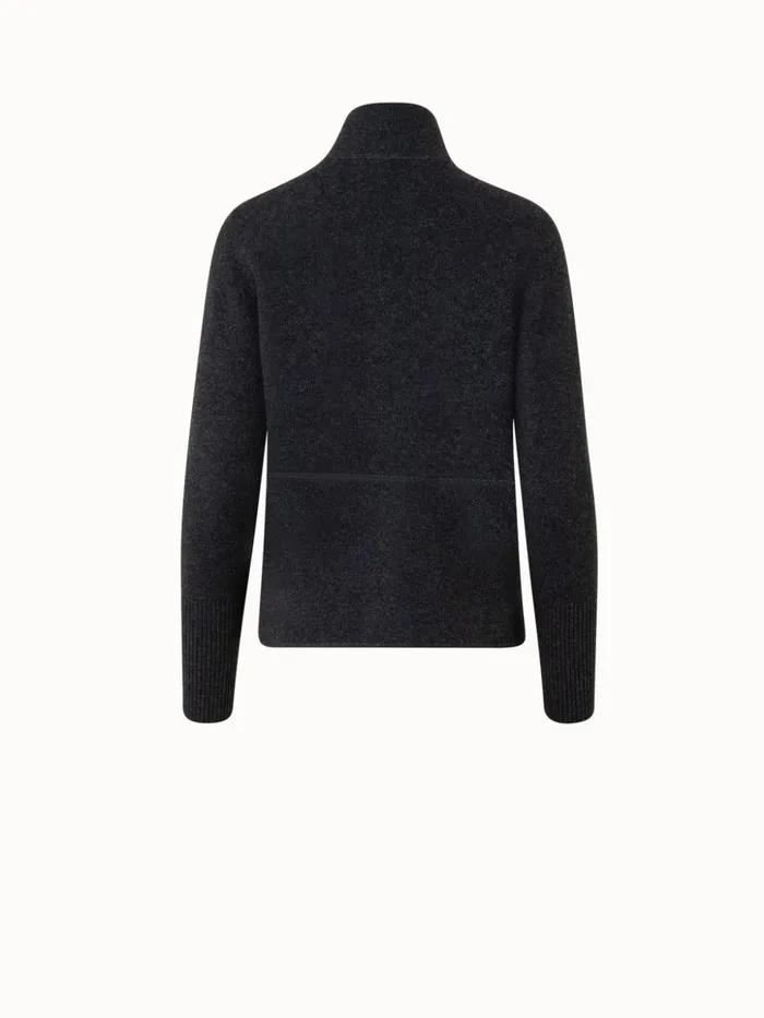 Cashmere Piqu Knit Cardigan Charcoal Women Akris Knitwear