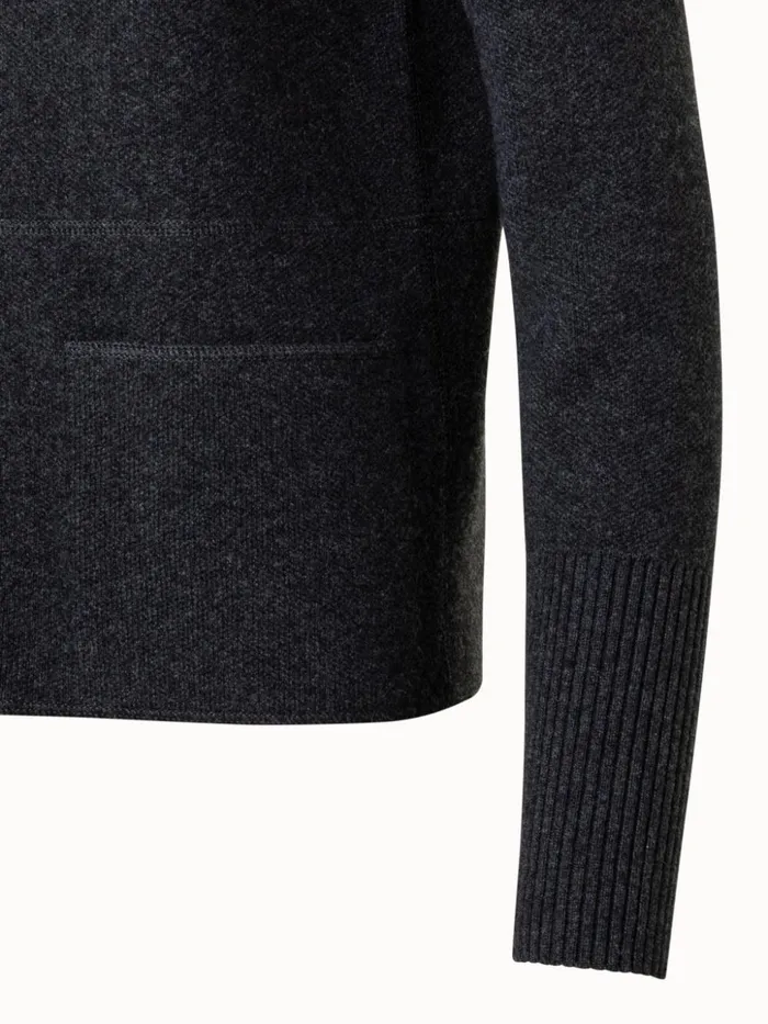 Cashmere Piqu Knit Cardigan Charcoal Women Akris Knitwear