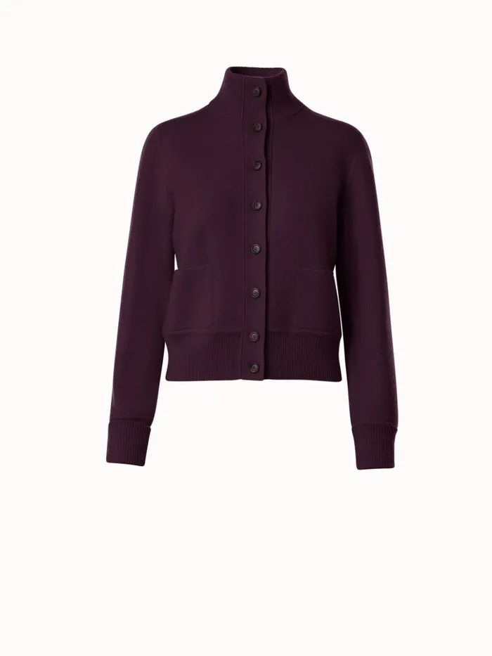Cashmere Piqu Knit Short Cardigan Blackberry Women Akris Knitwear