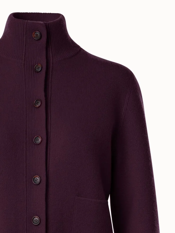 Cashmere Piqu Knit Short Cardigan Blackberry Women Akris Knitwear
