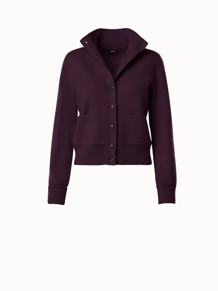 Cashmere Piqu Knit Short Cardigan Blackberry Women Akris Knitwear