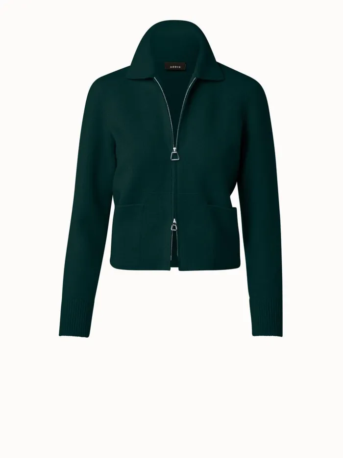 Cashmere Piqu Short Jacket Gallus Green Women Akris Cashmere
