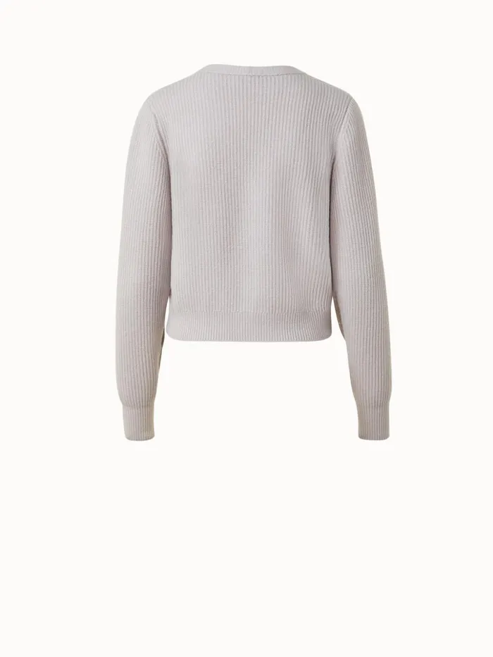 Cashmere Rib Knit Short Cardigan Greige Women Akris Knitwear