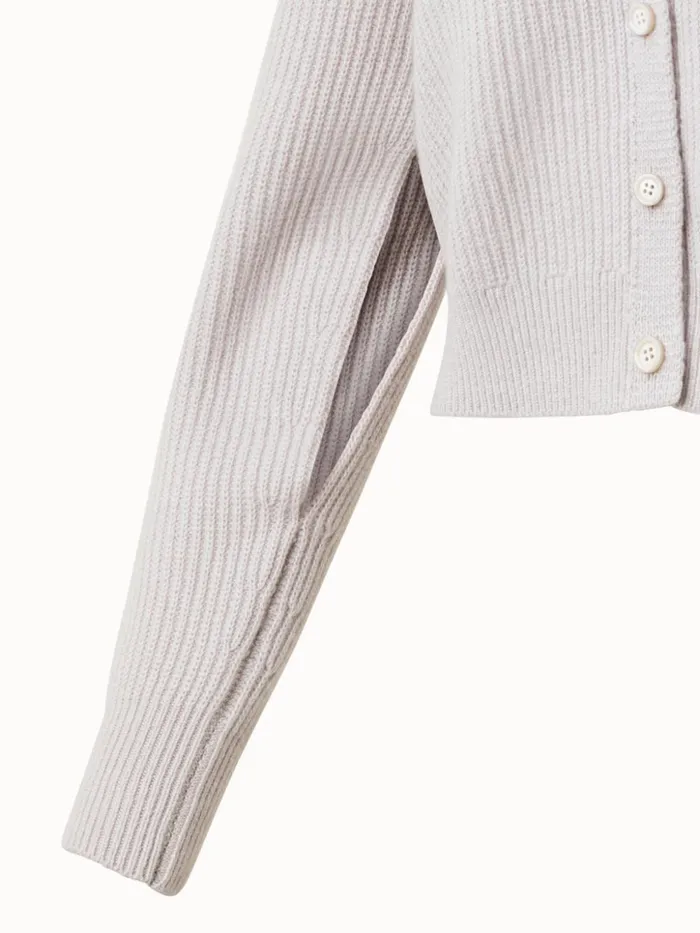 Cashmere Rib Knit Short Cardigan Greige Women Akris Knitwear
