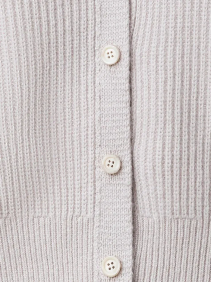 Cashmere Rib Knit Short Cardigan Greige Women Akris Knitwear