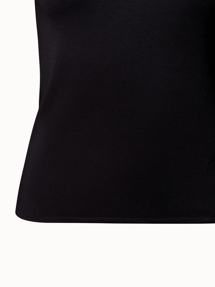 Cashmere Silk Knit Short Sleeve Pullover Navy Women Akris Cashmere