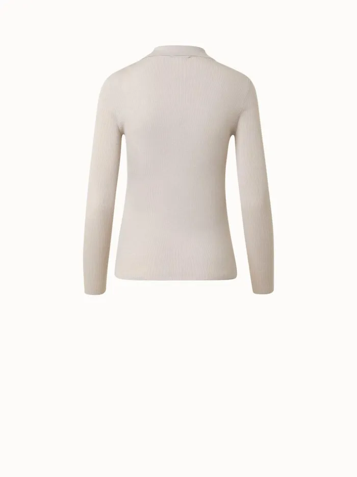 Cashmere Silk Rib Knit Pullover Greige Women Akris Cashmere