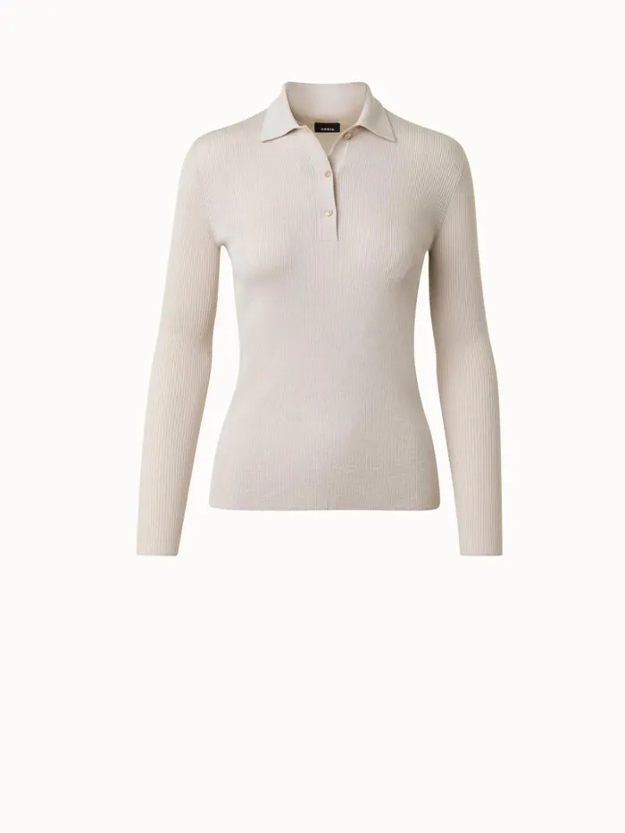 Cashmere Silk Rib Knit Pullover Greige Women Akris Cashmere