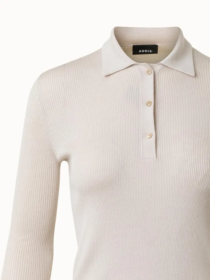 Cashmere Silk Rib Knit Pullover Greige Women Akris Cashmere