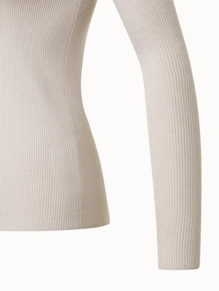 Cashmere Silk Rib Knit Pullover Greige Women Akris Cashmere