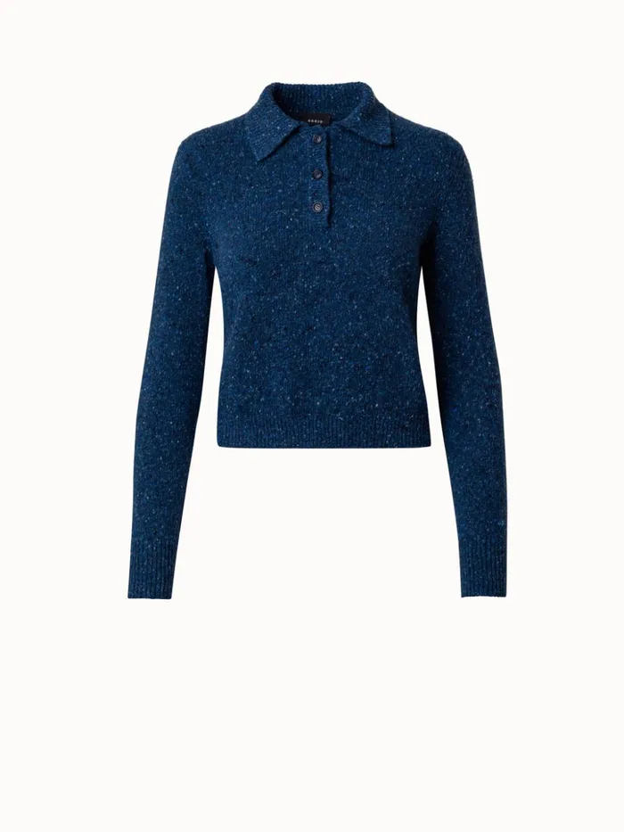 Cashmere Tweed Short Pullover Denim Women Akris Knitwear