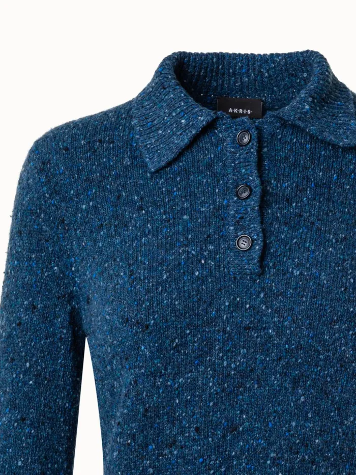 Cashmere Tweed Short Pullover Denim Women Akris Knitwear