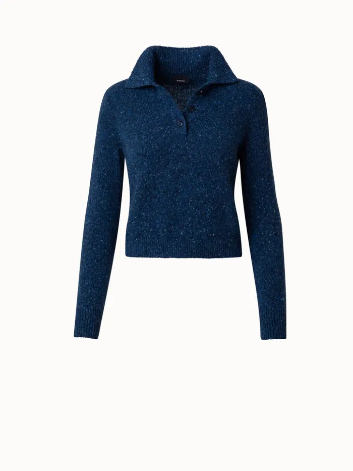 Cashmere Tweed Short Pullover Denim Women Akris Knitwear