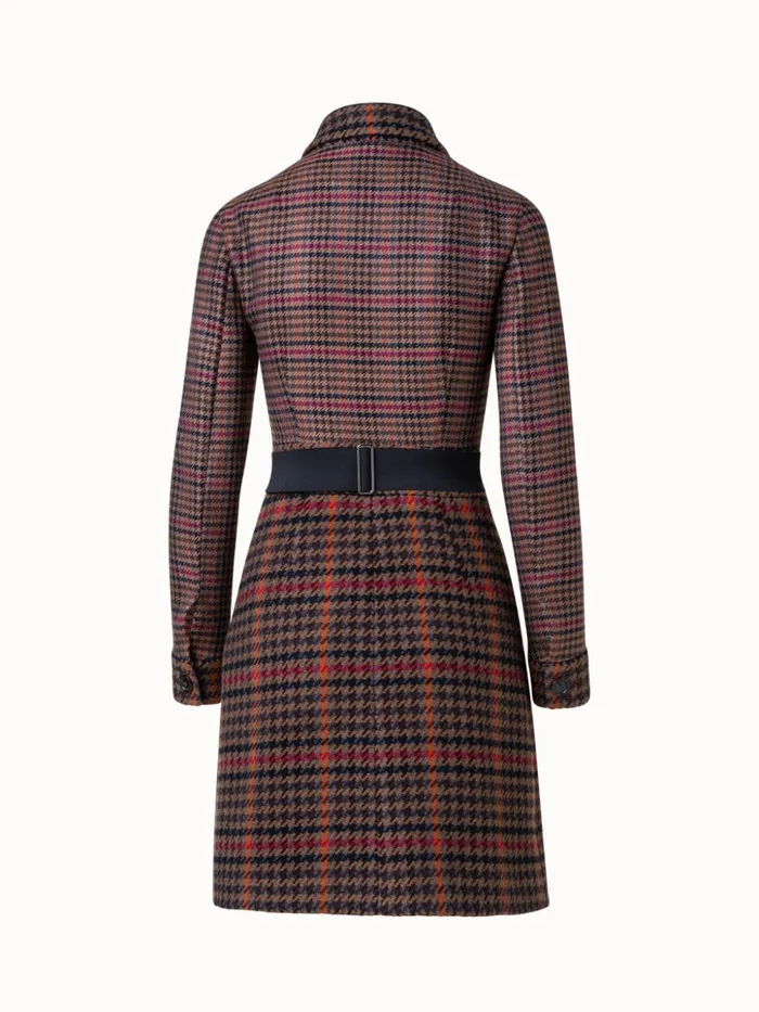 Checked Wool Short Dress Vicunamulticolor Women Akris Dresses