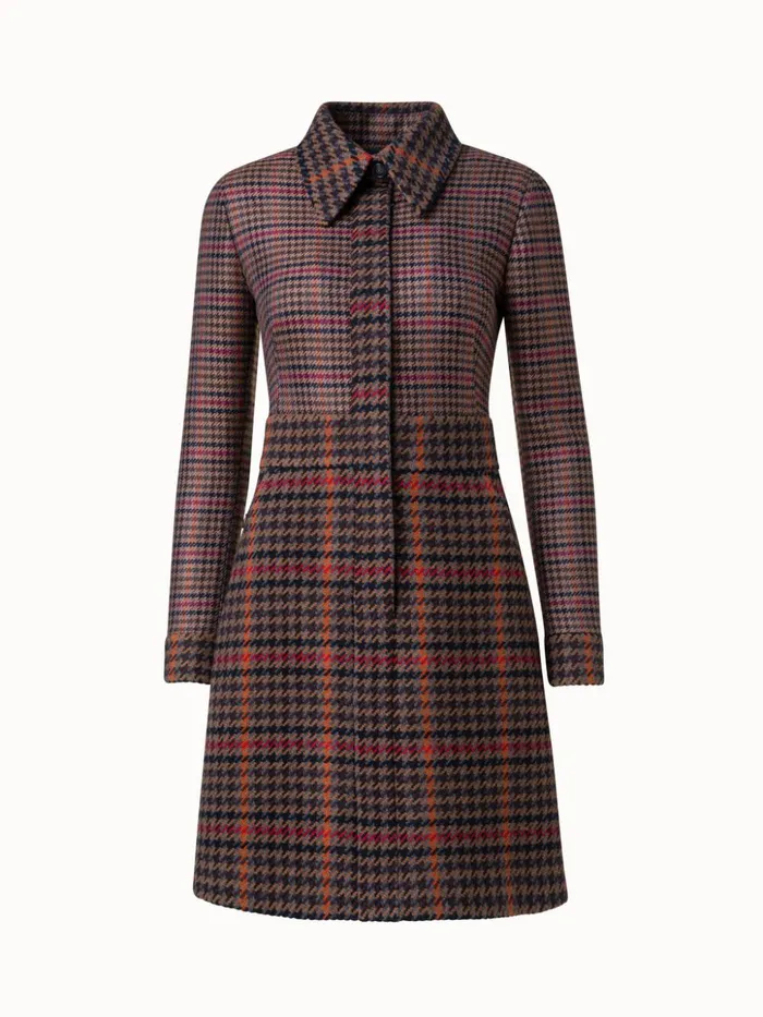Checked Wool Short Dress Vicunamulticolor Women Akris Dresses