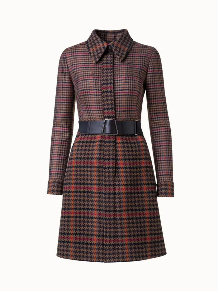 Checked Wool Short Dress Vicunamulticolor Women Akris Dresses
