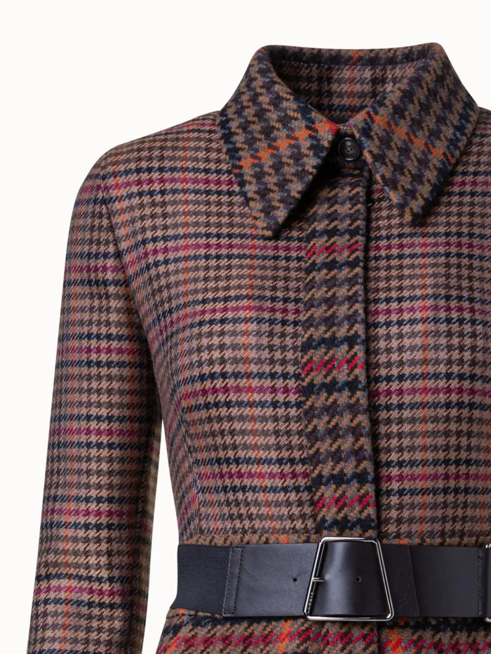 Checked Wool Short Dress Vicunamulticolor Women Akris Dresses