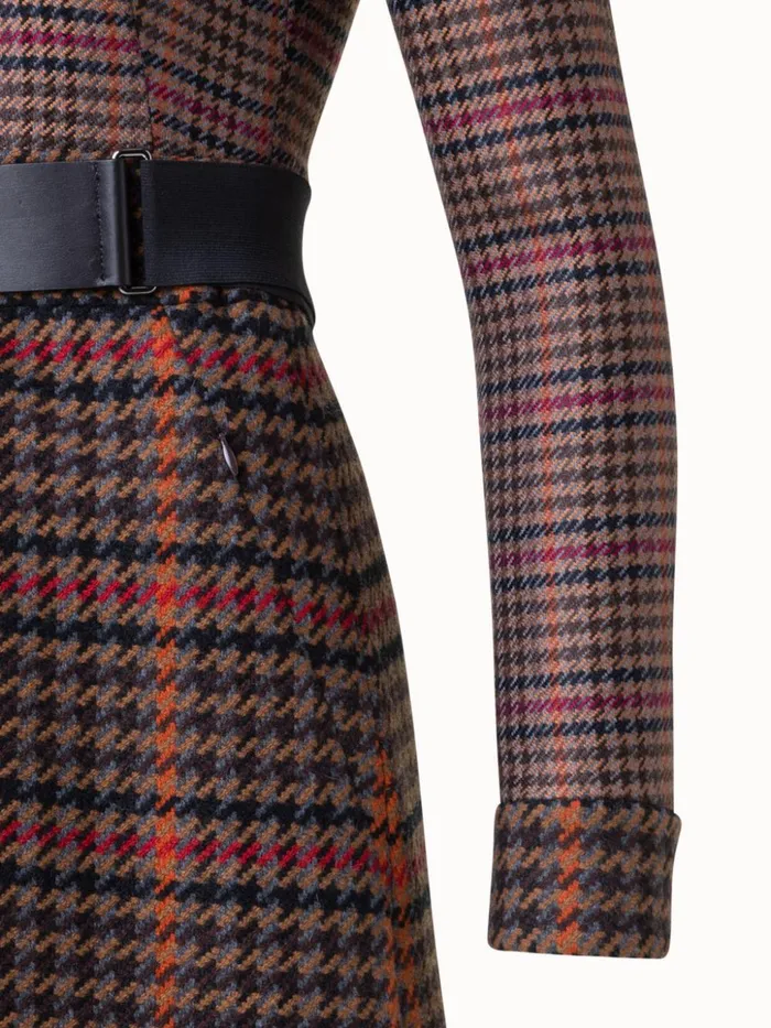 Checked Wool Short Dress Vicunamulticolor Women Akris Dresses