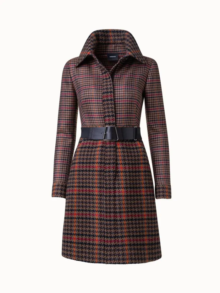 Checked Wool Short Dress Vicunamulticolor Women Akris Dresses