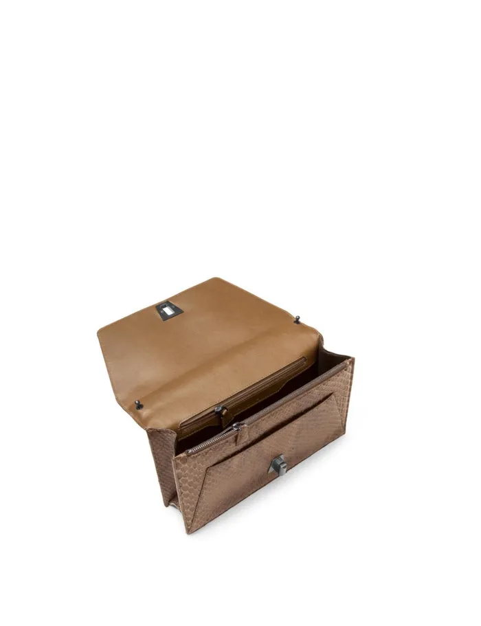 City Bag In Python Nubuck Leather Olive Women Akris Clutches