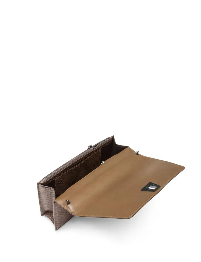 City Bag In Python Nubuck Leather Olive Women Akris Clutches