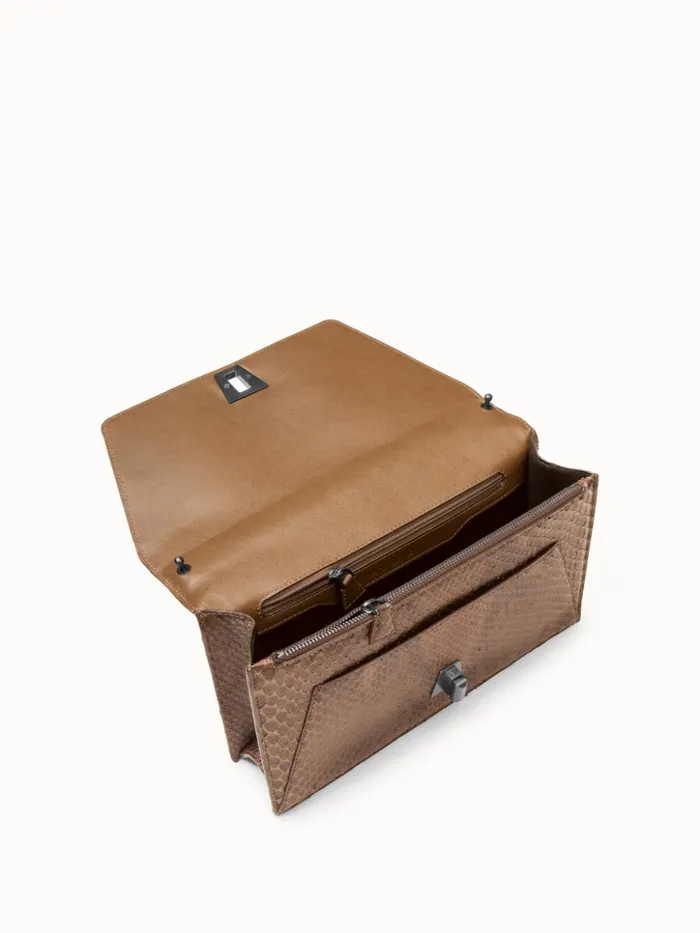 City Bag In Python Nubuck Leather Olive Women Akris Clutches