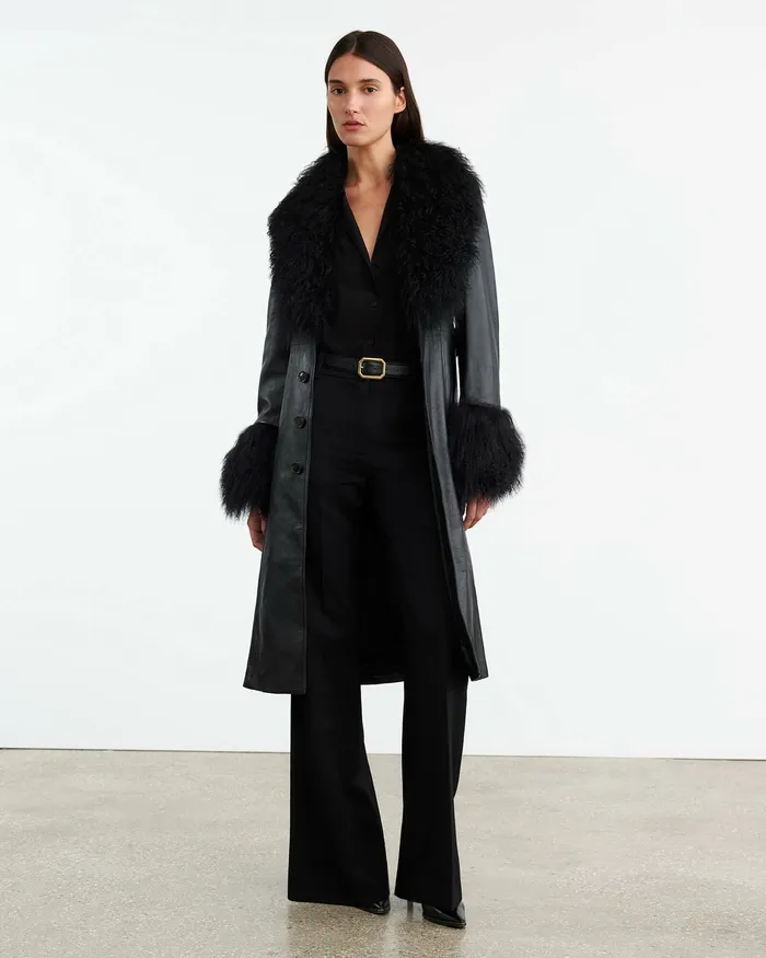 Coats and Outerwear SOLENE LEATHER COAT Black 8211 Nili Lotan Women